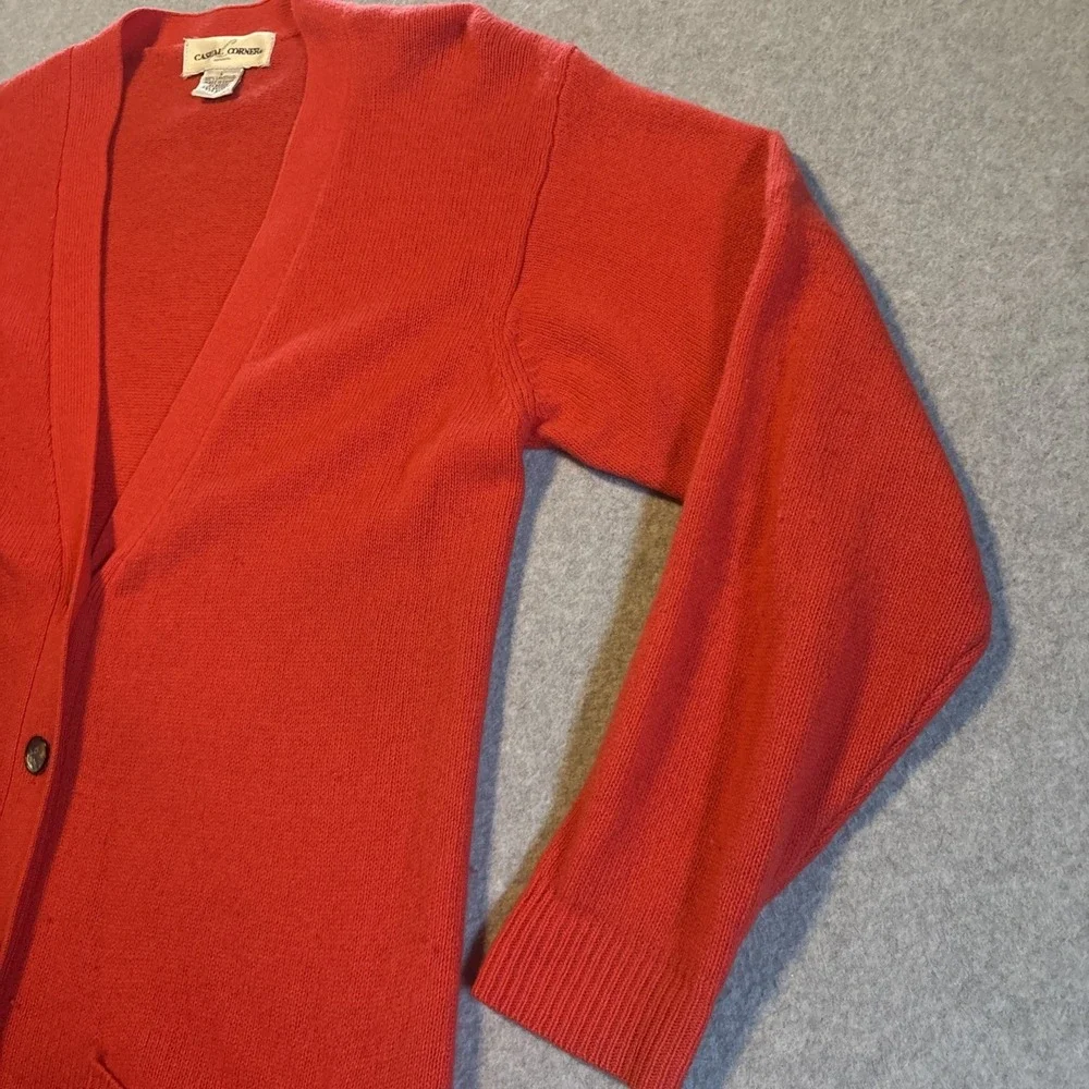 Casual Corner 100% Lambs Wool Red Cardigan Sweater Men's L Button Up‎ W/ Pockets